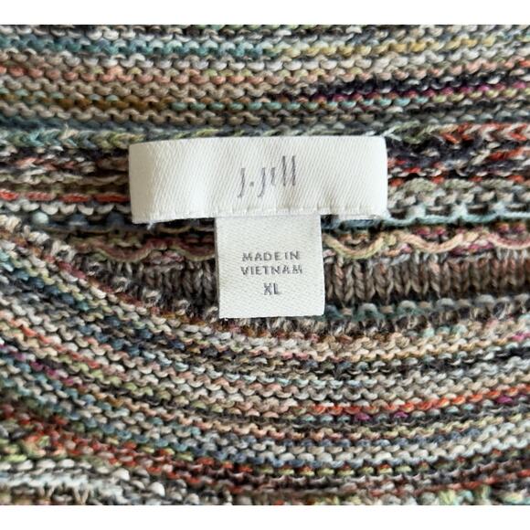 J Jill 100% Cotton Colorful Heathered Stripe Boho Sweater Size XL - Picture 3 of 7